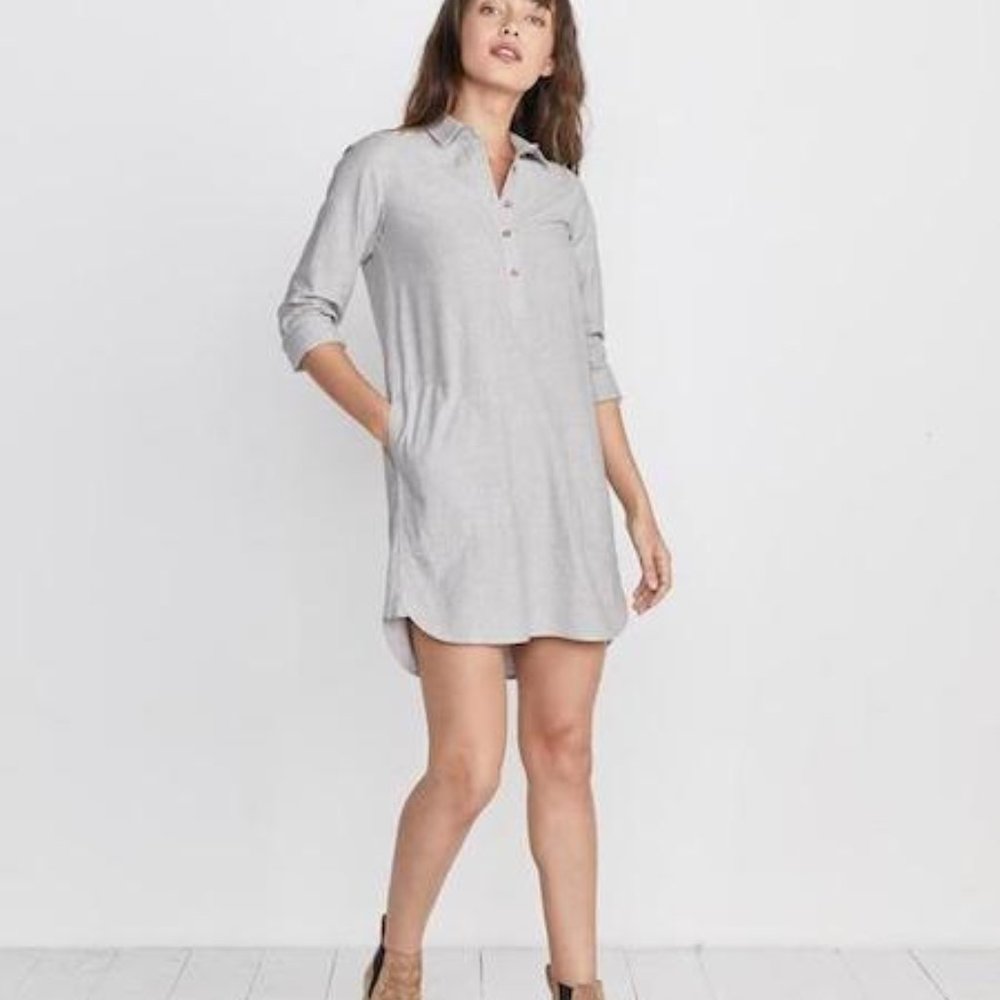 Marine Layer Kiki Popover Grey Shirt Dress XS